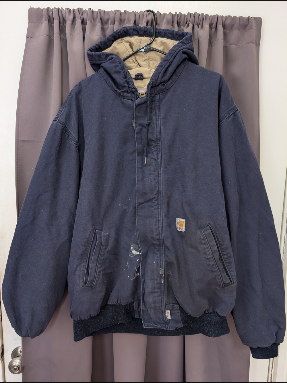 Carhartt FR Flame Resistant Duck Active Jacket Hooded Navy XL NFPA 2112